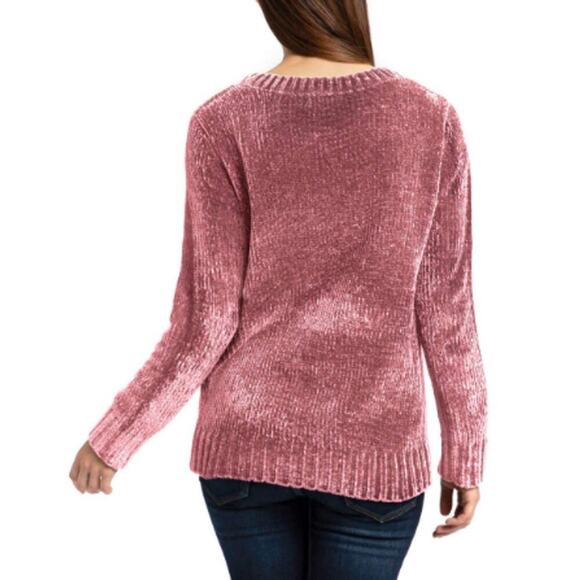 Orvis Large Dusty Rose Pink Crew Neck Cozy Chenille Sweater Fall Winter Layering - Picture 2 of 10